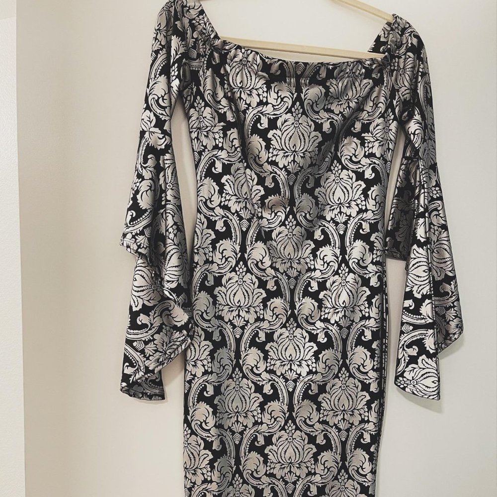 Symphony Off Shoulder Bell Sleeve Cocktail Dress